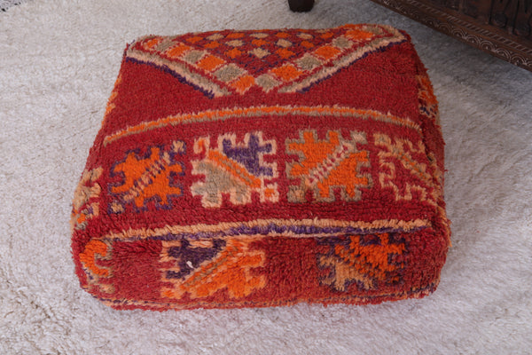 Berber handmade azilal old ottoman rug pouf | Vintage Moroccan design
