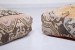 Two handmade berber azilal moroccan rug poufs