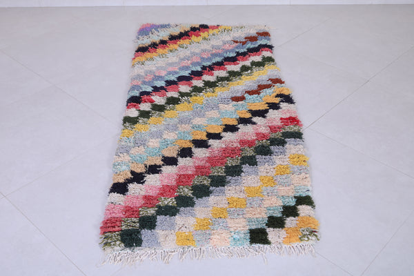 Moroccan Hallway Rug – 2.7 x 5.9 FT | Colorful Checkered Pattern