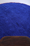 Handmade round blue custom rug - Moroccan berber carpet
