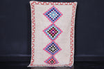 Old handmade berber Moroccan rug ,  3.7 FT X 6.2 FT
