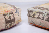 Two moroccan berber azilal handmade rug poufs