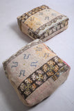 Two moroccan berber azilal handmade rug poufs