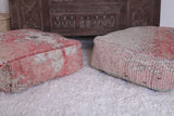 Two vintage moroccan berber rug poufs