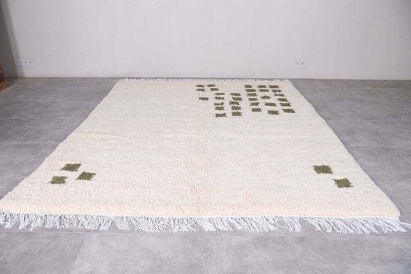 Green checkered custom white moroccan rug – Handmade & elegant design