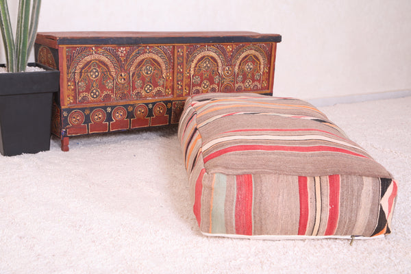 Moroccan handmade berber rug pouf ottoman – Unique Moroccan decor
