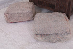 Two Moroccan handmade ottoman berber rug poufs