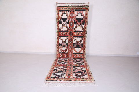 Vintage runner handmade Moroccan rug 3.6 FT X 12.2 FT