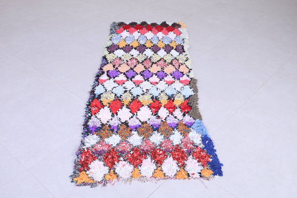 Moroccan Shaggy Rug – 2.4 x 6.5 FT | Vibrant Diamond Pattern Runner