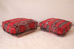 two red handmade berber moroccan rug poufs