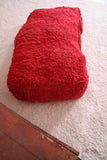 Azilal handmade all wool red long rug pouf