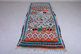 Vintage colourful hanmade moroccan runner rug  3.7 FT X 10.2 FT