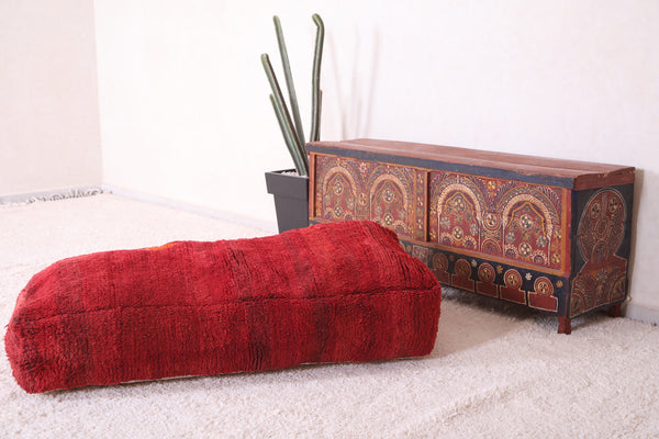 Handwoven Moroccan pouf - Old red azilal rug ottoman