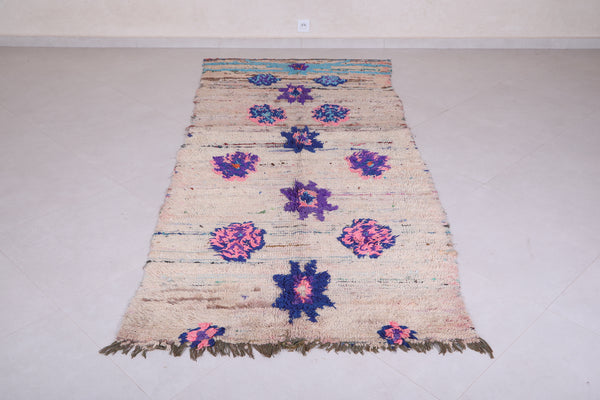 Vintage handmade runner rug – 3.9 x 5.6 FT, unique artistic rloral design
