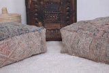 Two moroccan handmade rug berber poufs