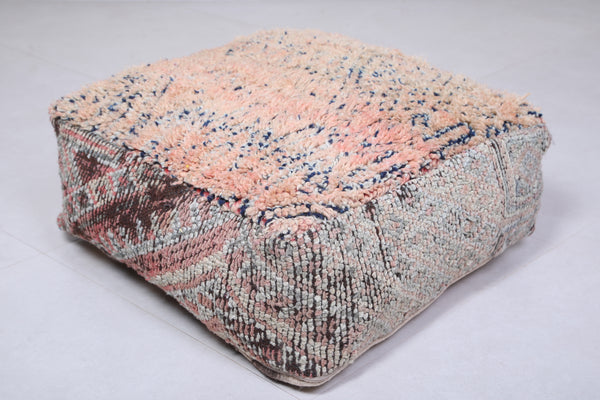Two vitage old rug berber handmade poufs