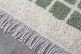 All wool Beni ourain Rug - Green squares - Custom rug