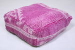 Two moroccan violet berber handmade pink rug poufs