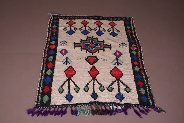 3.3 FT x 5.3 FT small handmade azilal carpet - Unique Moroccan artisan rug