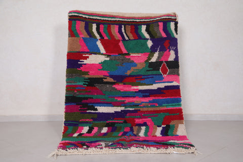 Vintage colorful boucherouite moroccan rug 3.8 FT X 5.6 FT