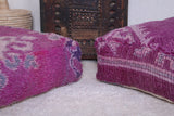 Two moroccan violet berber handmade pink rug poufs