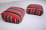 Two Moroccan handmade kilim berber poufs