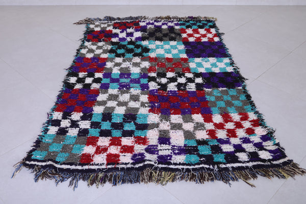 Moroccan Runner Rug – Checkerboard Design 4.1 x 6.3 FT