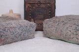 Two handmade berber moroccan old poufs