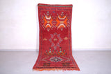 Vintage handmade moroccan hallway rug 4 FT X 10 FT
