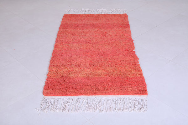 Handmade Moroccan Runner Rug 3.2 x 6.2 ft | Vibrant Coral Design