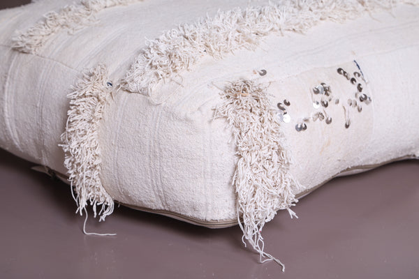 Moroccan berber woven old rug pouf ottoman – Handcrafted artisan footstool