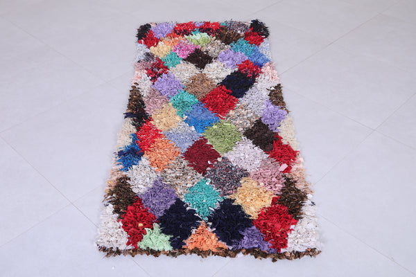 Moroccan Runner Rug – Multicolor Diamond Pattern 2.5 x 5.7 FT | Boho Shaggy Style