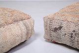 Two handmade moroccan berber vintage rug poufs