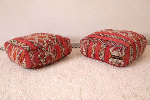 Two Moroccan berber rug handmade Kilim Poufs