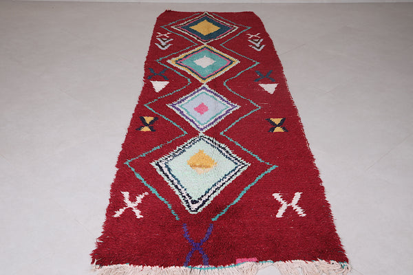 Moroccan boucherouite berber runner rug – 3.2 FT x 10.1 FT | Vibrant handmade decor