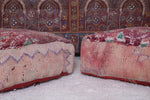 Two handmade berber moroccan rug poufs