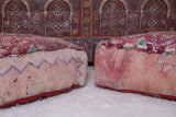 Two handmade berber moroccan rug poufs