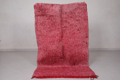 Red Boucherouite handmade rug 3.3 FT X 5.7 FT