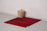 Small square Moroccan azilal carpet 3.4 FT X 3.3 FT