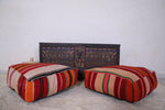 Two Moroccan handmade berber colorful rug poufs