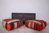 Two Moroccan handmade berber colorful rug poufs