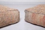 Two berber moroccan azilal rug poufs