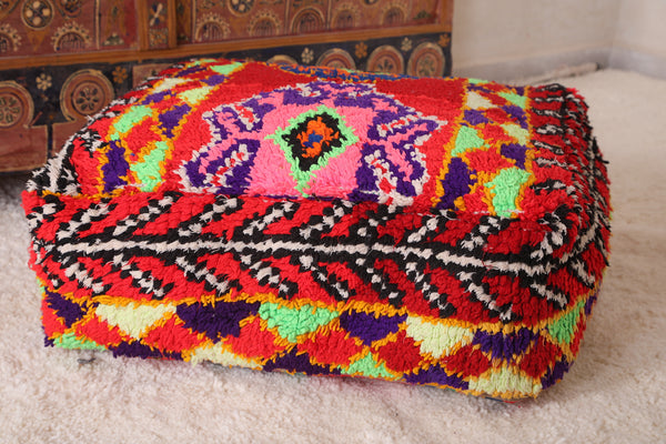 Colorful Moroccan handmade Kilim rug Pouf