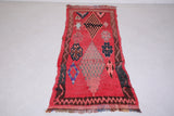 Red hallway berber moroccan rug 2.8 FT X 7.9 FT