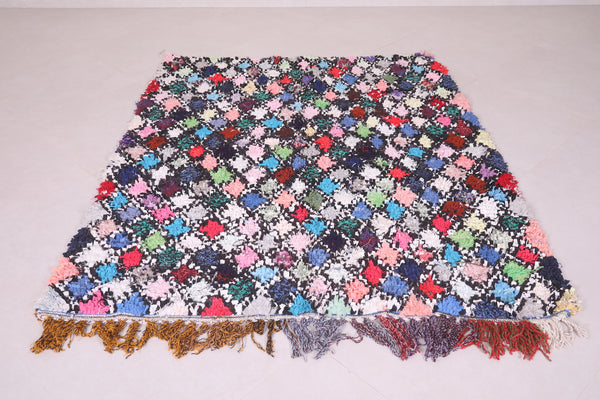 Vintage Moroccan boucherouite rug – 5 x 6.1 ft | Colorful handwoven patchwork carpet