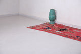 Red hallway berber moroccan rug 2.8 FT X 7.9 FT