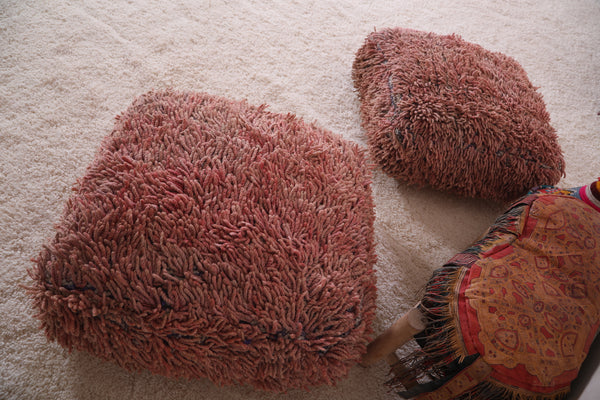 Two handmade Moroccan berber Kilim Poufs