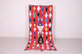 Handmade boucherouite Moroccan rug 3.9 FT X 9.2 FT