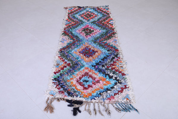 Vintage Moroccan rug – 2.5 x 6.6 FT | Vibrant diamond pattern