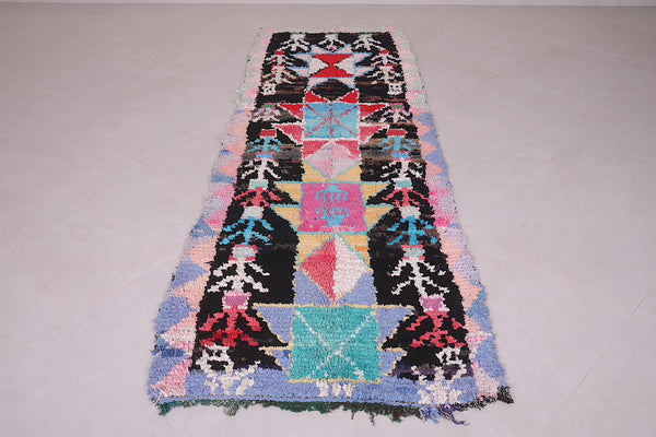 Vibrant Moroccan boucherouite berber rug – 3 FT x 8.4 FT | Perfect for entryways